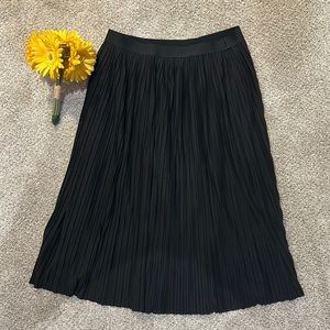 Black pleated accordion skirt with lining and elastic waist band